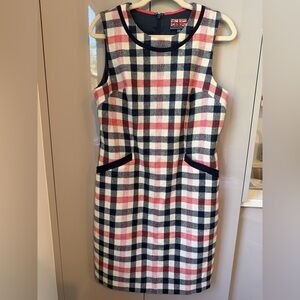 Boden Checkered Dress in Pink and Navy